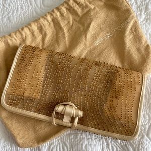 Sergio Rossi Gold Beaded Clutch